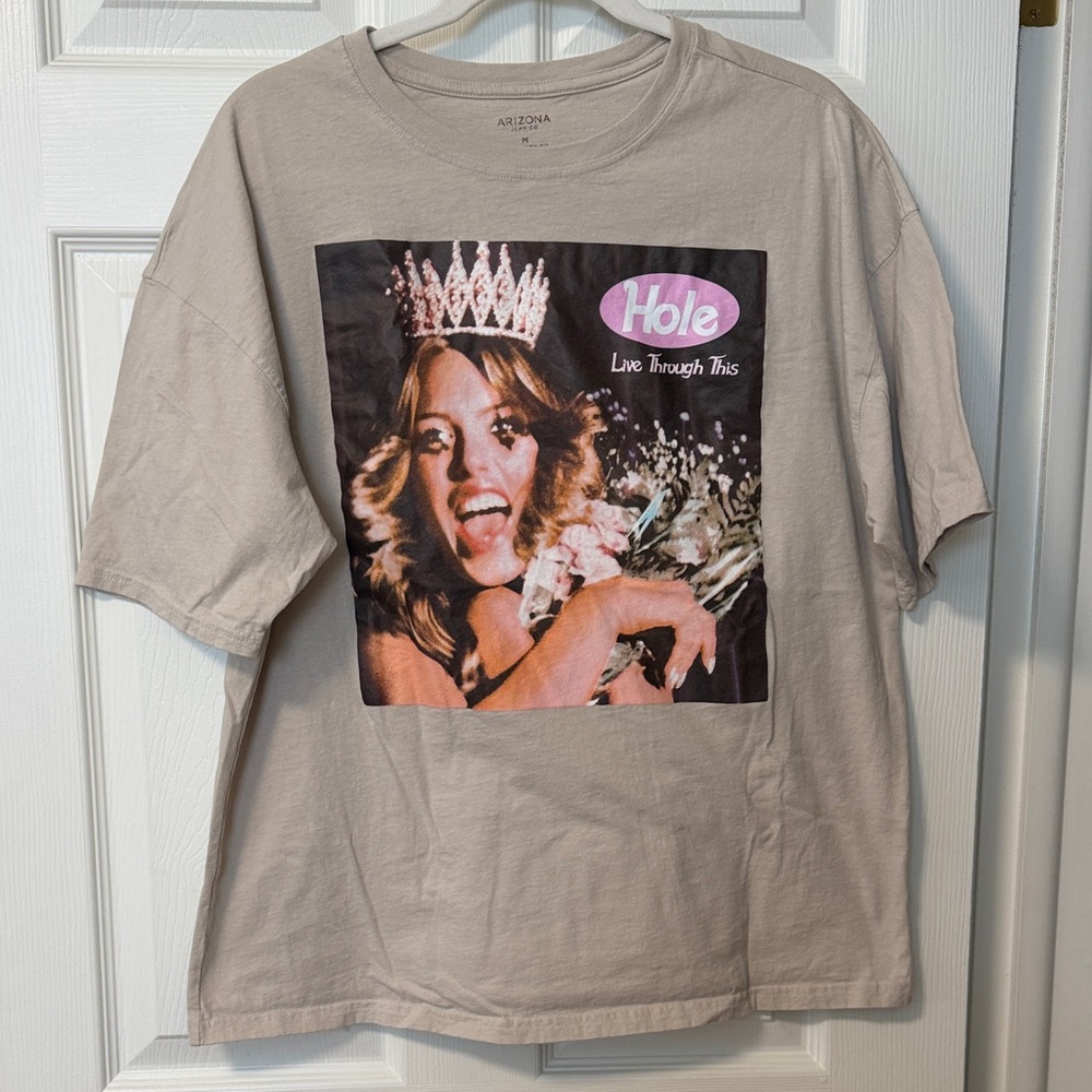 Womens Band Tee Hole Live Through This by Arizona Jean Co. Sz M oversized fit